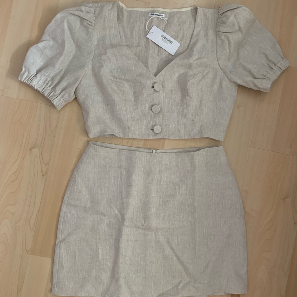 Reformation Ethel Linen Two Piece Set 10 New - Picture 4 of 5
